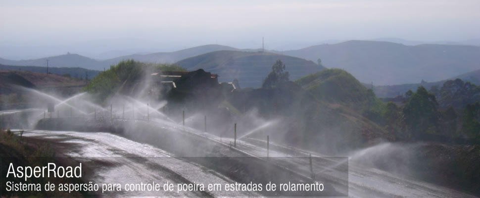 Sistema de asperso utilizado em mineradoras para controle de poeira em estradas de rolamento